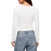 image:imageREORIA Womens V Neck Batwing Sleeve Ruched Fitted Going Out Tops 2026 FallWhite