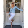 image:imageREORIA Womens Wrap Deep V Neck Shirts Long Bell Sleeve Going Out TopsAir Blue