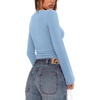 image:imageREORIA Womens Wrap Deep V Neck Shirts Long Bell Sleeve Going Out TopsAir Blue