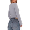 image:imageREORIA Womens Wrap Deep V Neck Shirts Long Bell Sleeve Going Out TopsAsh Gray