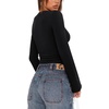 image:imageREORIA Womens Wrap Deep V Neck Shirts Long Bell Sleeve Going Out TopsBlack