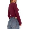 image:imageREORIA Womens Wrap Deep V Neck Shirts Long Bell Sleeve Going Out TopsBurgundy
