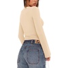 image:imageREORIA Womens Wrap Deep V Neck Shirts Long Bell Sleeve Going Out TopsCream