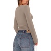 image:imageREORIA Womens Wrap Deep V Neck Shirts Long Bell Sleeve Going Out TopsEarth Brown