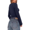 image:imageREORIA Womens Wrap Deep V Neck Shirts Long Bell Sleeve Going Out TopsNavy Blue