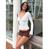 image:imageREORIA Womens Wrap Deep V Neck Shirts Long Bell Sleeve Going Out TopsWhite