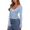 image:imageREORIA Womens Wrap Tops Long Sleeve V Neck Tie Back Shrugs Crop CardiganBaby Blue
