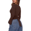 image:imageREORIA Womens Wrap Tops Long Sleeve V Neck Tie Back Shrugs Crop CardiganBrown