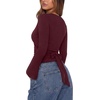 image:imageREORIA Womens Wrap Tops Long Sleeve V Neck Tie Back Shrugs Crop CardiganBurgundy