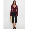 image:imageREORIA Womens Wrap Tops Long Sleeve V Neck Tie Back Shrugs Crop CardiganBurgundy