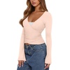 image:imageREORIA Womens Wrap Tops Long Sleeve V Neck Tie Back Shrugs Crop CardiganPeach Pink