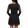 image:imageREORIA Womens Y2K Boat Neck Sheer Mesh Ruched Long Sleeve Mini DressesBlack Onyx