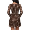 image:imageREORIA Womens Y2K Boat Neck Sheer Mesh Ruched Long Sleeve Mini DressesCocoa White Polka Dot