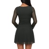 image:imageREORIA Womens Y2K Boat Neck Sheer Mesh Ruched Long Sleeve Mini DressesThyme