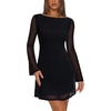 image:imageREORIA Wedding Guest Dresses for Women Mesh Bell Long Sleeve Mini DressBlack