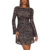 image:imageREORIA Wedding Guest Dresses for Women Mesh Bell Long Sleeve Mini DressBrown Leopard Print