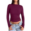 image:imageREORIA Women Double Lined Long Sleeve Shirt Business Casual Layering TopsBurgundy