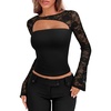 image:imageREORIA Womens Lace Tops Going Out Long Sleeve ShirtsBlack Onyx