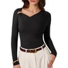 image:imageREORIA Womens Long Sleeve Asymmetrical Shirts Going Out Ruched Wrap TopsBlack Onyx