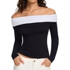 image:imageREORIA Womens Long Sleeve Off Shoulder T Shirts Mesh Going Out TopsBlack Onyx