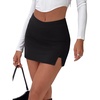 image:imageREORIA Womens Mini Skorts High Waisted Side Slit with Builtin ShortsBlack