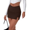 image:imageREORIA Womens Mini Skorts High Waisted Side Slit with Builtin ShortsBrown