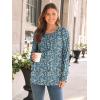 imageAUTOMET Long Sleeve Shirts Womens Pleated Business Casual Blouses with Smocked CuffsFloral Blue