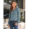 imageAUTOMET Long Sleeve Shirts Womens Pleated Business Casual Blouses with Smocked CuffsFloral Blue