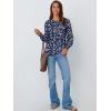 imageAUTOMET Long Sleeve Shirts Womens Pleated Business Casual Blouses with Smocked CuffsFloral Navy