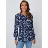imageAUTOMET Long Sleeve Shirts Womens Pleated Business Casual Blouses with Smocked CuffsFloral Navy
