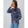 imageAUTOMET Long Sleeve Shirts Womens Pleated Business Casual Blouses with Smocked CuffsFloral Navy