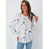 imageAUTOMET Long Sleeve Shirts Womens Pleated Business Casual Blouses with Smocked CuffsFloral White