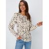 imageAUTOMET Long Sleeve Shirts Womens Pleated Business Casual Blouses with Smocked CuffsLeopard Cream