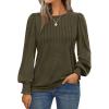 imageAUTOMET Long Sleeve Shirts Womens Pleated Business Casual Blouses with Smocked CuffsArmy Green