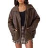 imageAUTOMET Womens Oversized Leather Jackets Faux Suede Fall Fashion Motorcycle Coats Winter Outfits Clothes Y2k TopsBrown