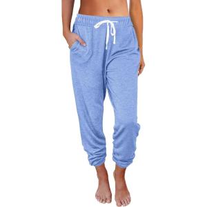 imageAUTOMET Sweatpants Women with Pockets Lounge Casual Pajama Pants Joggers Fall Clothes Spring Outfits Resort Wear 2025Lightblue