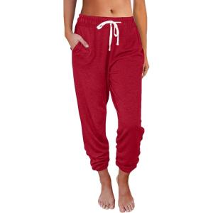 imageAUTOMET Sweatpants Women with Pockets Lounge Casual Pajama Pants Joggers Fall Clothes Spring Outfits Resort Wear 2025Red