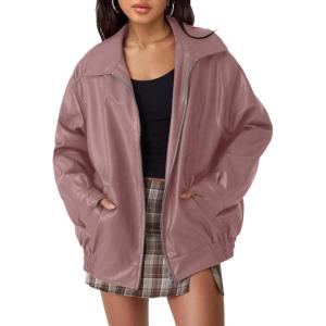 imageAUTOMET Womens Oversized Leather Jackets Faux Suede Fall Fashion Motorcycle Coats Winter Outfits Clothes Y2k TopsDarkpink