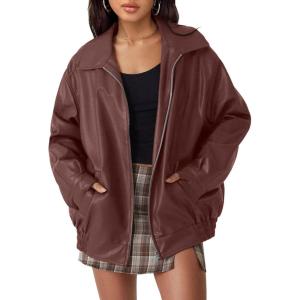 imageAUTOMET Womens Oversized Leather Jackets Faux Suede Fall Fashion Motorcycle Coats Winter Outfits Clothes Y2k TopsWinered