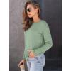 imageAUTOMET Womens Long Sleeve Shirts Casual Loose Fit Tees Solid Color Oversized Basic Tops Business Casual OutfitsBean Green
