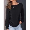 imageAUTOMET Womens Long Sleeve Shirts Casual Loose Fit Tees Solid Color Oversized Basic Tops Business Casual OutfitsBlack