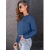 imageAUTOMET Womens Long Sleeve Shirts Casual Loose Fit Tees Solid Color Oversized Basic Tops Business Casual OutfitsBlue