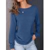 imageAUTOMET Womens Long Sleeve Shirts Casual Loose Fit Tees Solid Color Oversized Basic Tops Business Casual OutfitsBlue