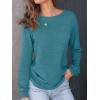 imageAUTOMET Womens Long Sleeve Shirts Casual Loose Fit Tees Solid Color Oversized Basic Tops Business Casual OutfitsBlue Green