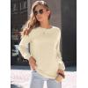 imageAUTOMET Womens Long Sleeve Shirts Casual Loose Fit Tees Solid Color Oversized Basic Tops Business Casual OutfitsCream