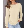 imageAUTOMET Womens Long Sleeve Shirts Casual Loose Fit Tees Solid Color Oversized Basic Tops Business Casual OutfitsCream