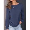 imageAUTOMET Womens Long Sleeve Shirts Casual Loose Fit Tees Solid Color Oversized Basic Tops Business Casual OutfitsDark Blue