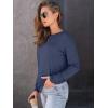 imageAUTOMET Womens Long Sleeve Shirts Casual Loose Fit Tees Solid Color Oversized Basic Tops Business Casual OutfitsDark Blue