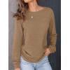 imageAUTOMET Womens Long Sleeve Shirts Casual Loose Fit Tees Solid Color Oversized Basic Tops Business Casual OutfitsKhaki