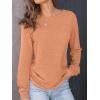 imageAUTOMET Womens Long Sleeve Shirts Casual Loose Fit Tees Solid Color Oversized Basic Tops Business Casual OutfitsOrange